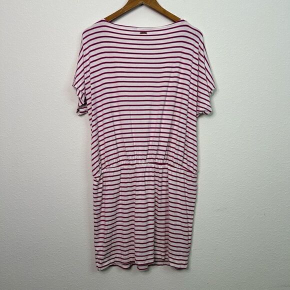 Cabana Life White Pink Striped Elastic Waist Rayon Spandex Mini Dress Women’s XL - Picture 9 of 14